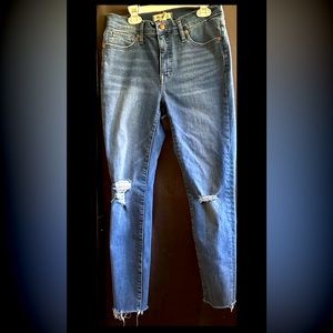 Madewell Women’s Mid Rise Skinny Jeans Blue Sz 28 X 26 Distressed Medium Wash
